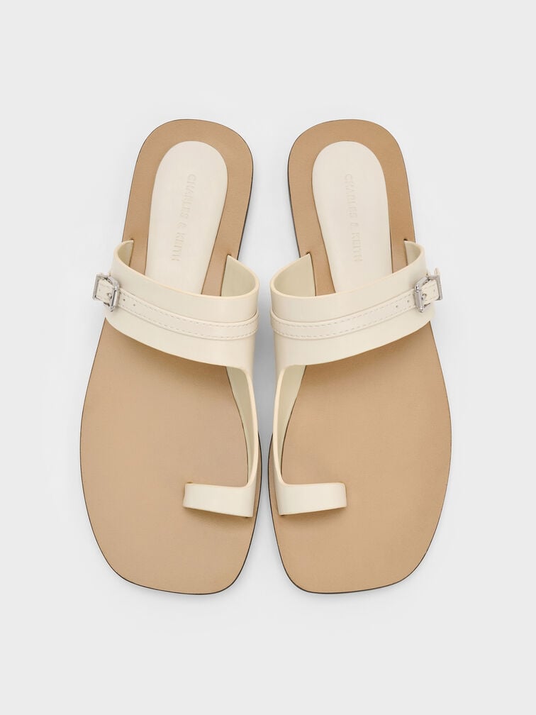 Buckled Toe-Ring Sandals, Chalk, hi-res