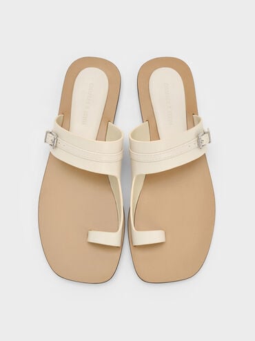 Buckled Toe-Ring Sandals, Chalk, hi-res