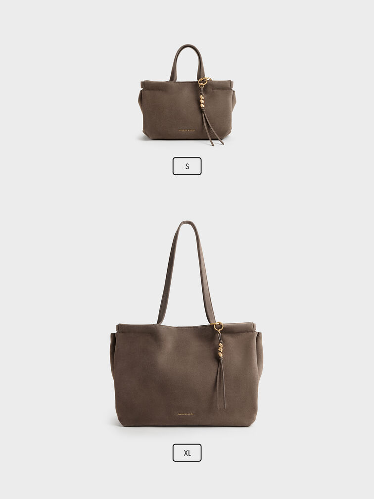 Mini Zephyr Tassel Tote Bag, Stone Grey, hi-res