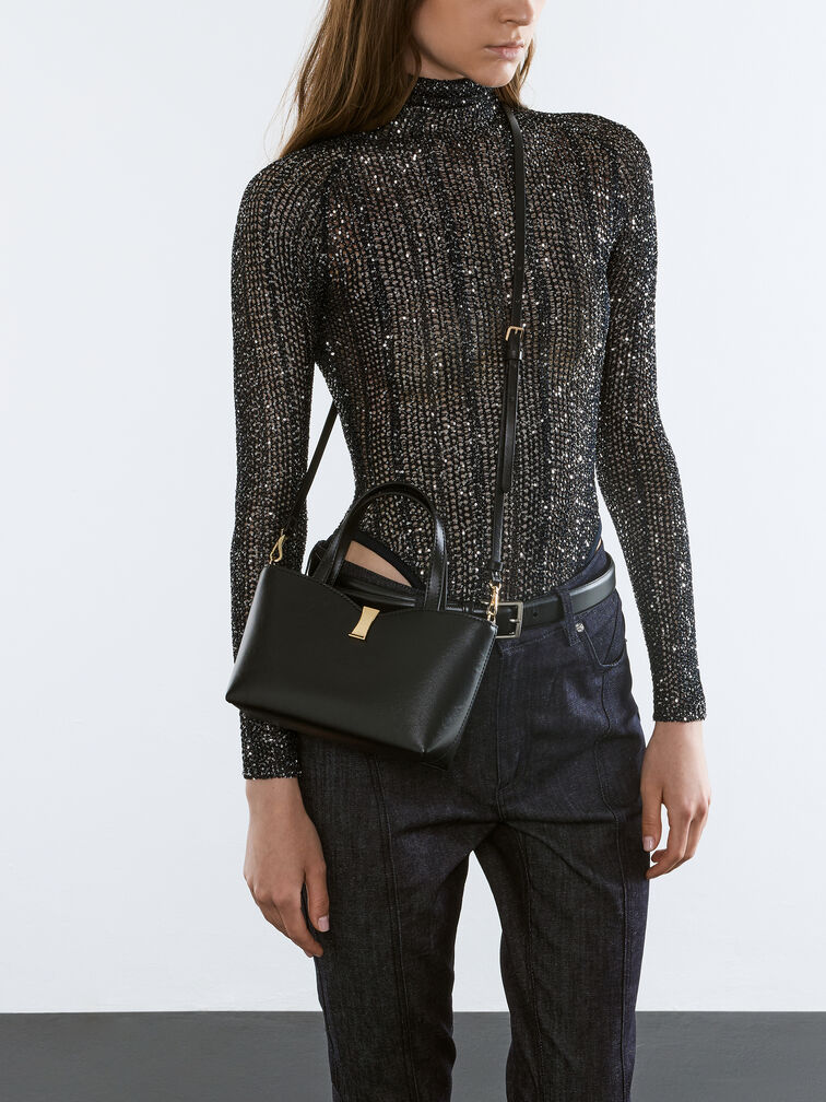 Lilibet Metallic-Accent Tote Bag, Black, hi-res