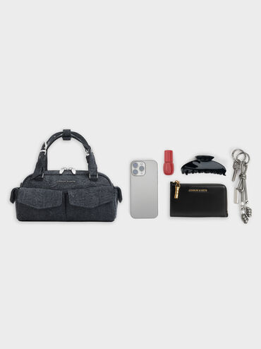 Rachel Denim Multi-Pocket Bowling Bag, Denim Blue, hi-res