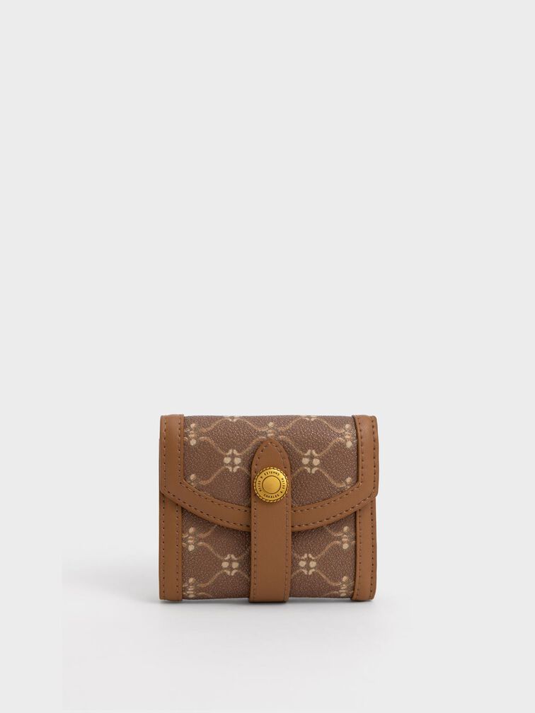 Este Belted Printed Small Wallet, Chocolate, hi-res
