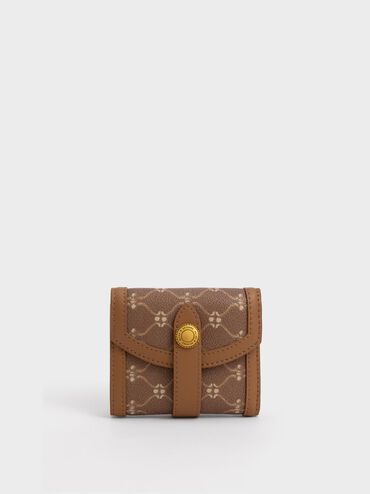 Este Belted Printed Small Wallet, Chocolate, hi-res