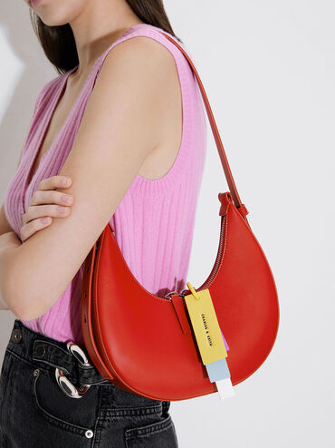 Carey Crescent Hobo Bag, Red, hi-res