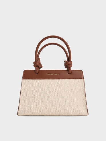 Sabine Canvas Knotted-Handle Tote Bag, Chocolate, hi-res