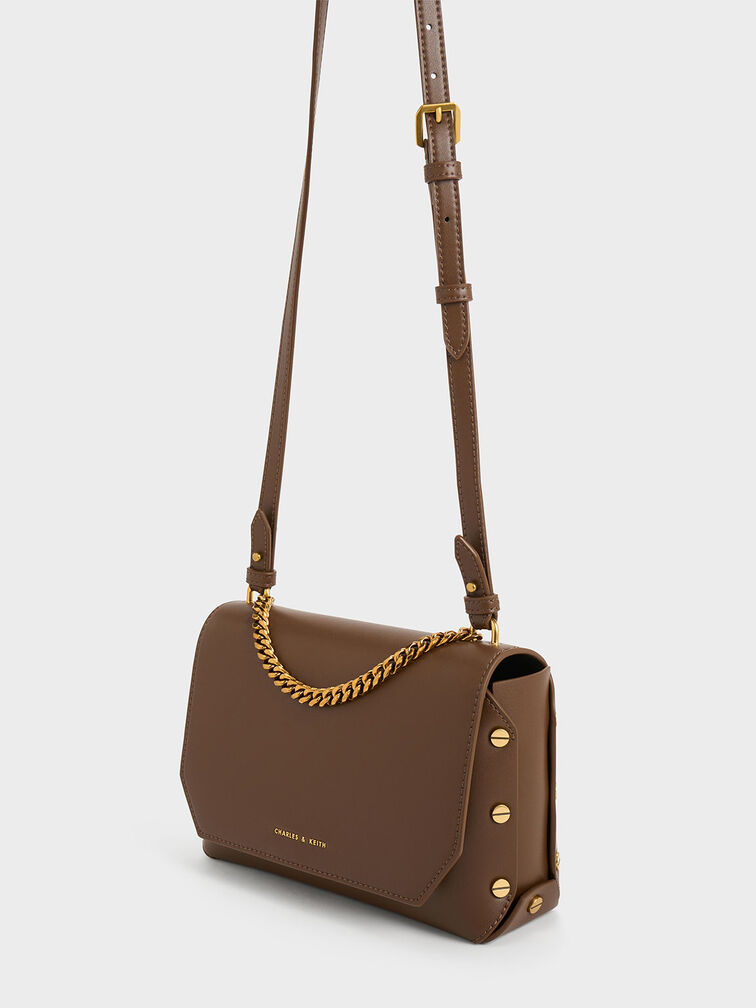 Clea Chain-Handle Bag, Dark Brown, hi-res