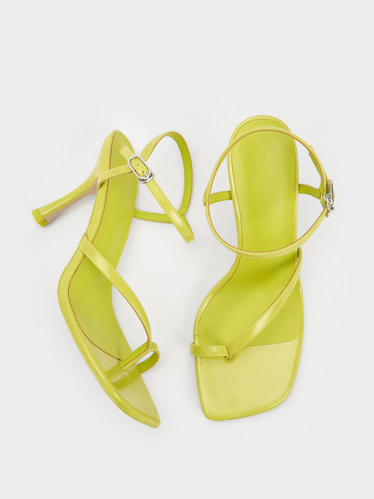 Toe-Loop Flare Heel Sandals, Lime, hi-res
