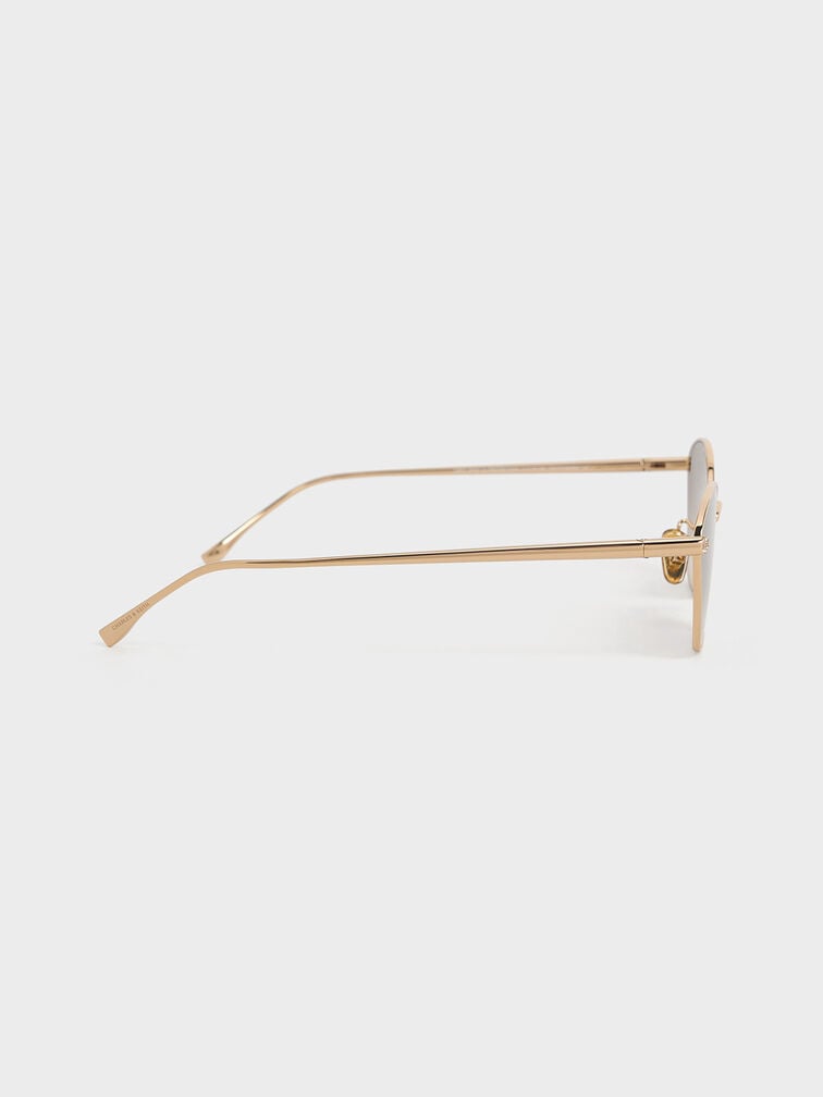 Crystal-Accent Cat-Eye Sunglasses, Gold, hi-res