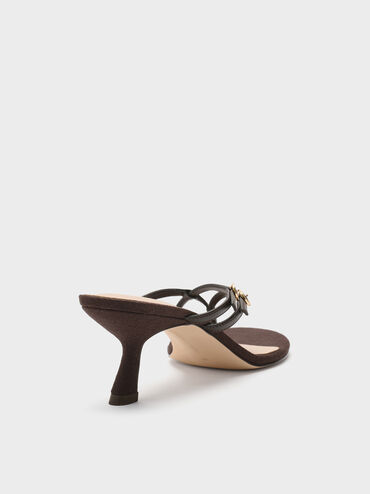 Crosover Toe-Ring Strappy Heels, Dark Brown, hi-res