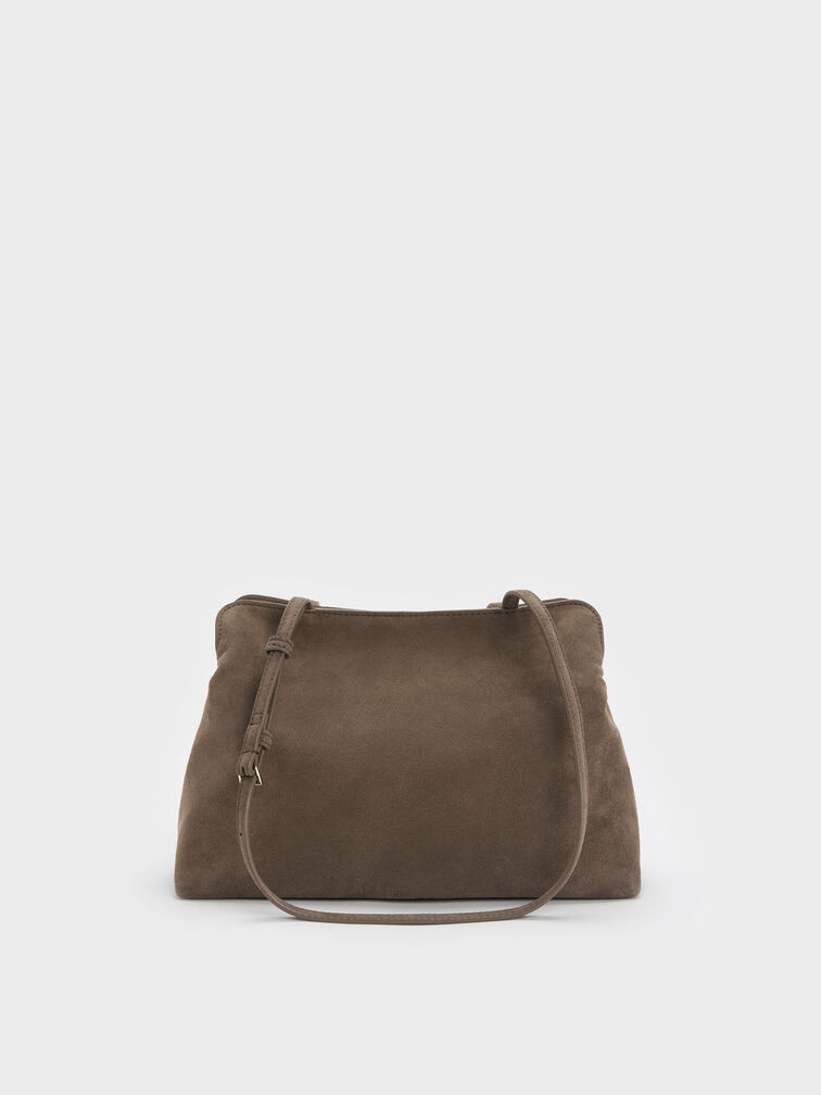 Reese Ruched Bow Shoulder Bag, Stone Grey, hi-res