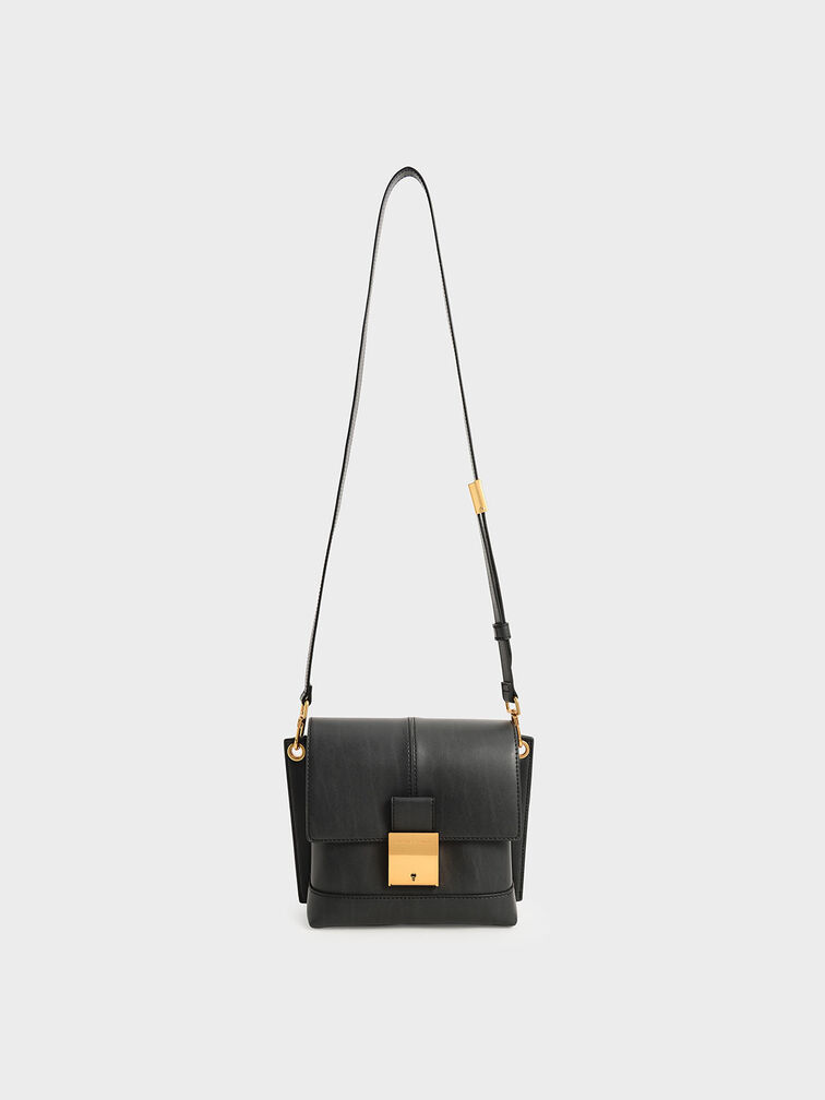 Black Juniper Metallic PushLock Crossbody Bag CHARLES & KEITH IN