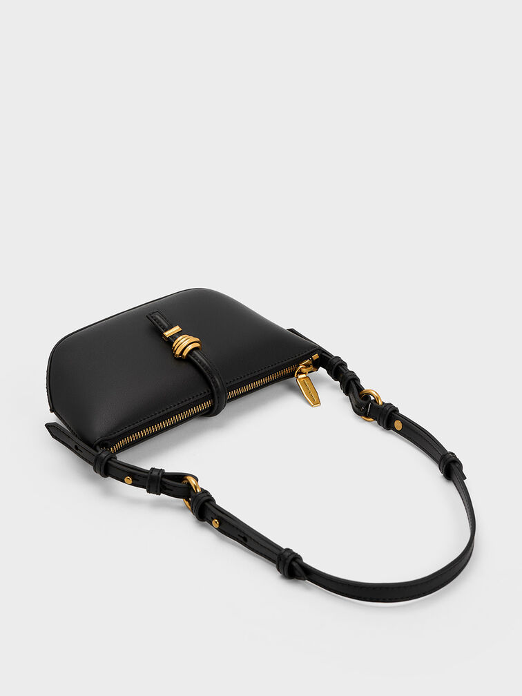 Trudy Belted Geometric Bag, Black, hi-res