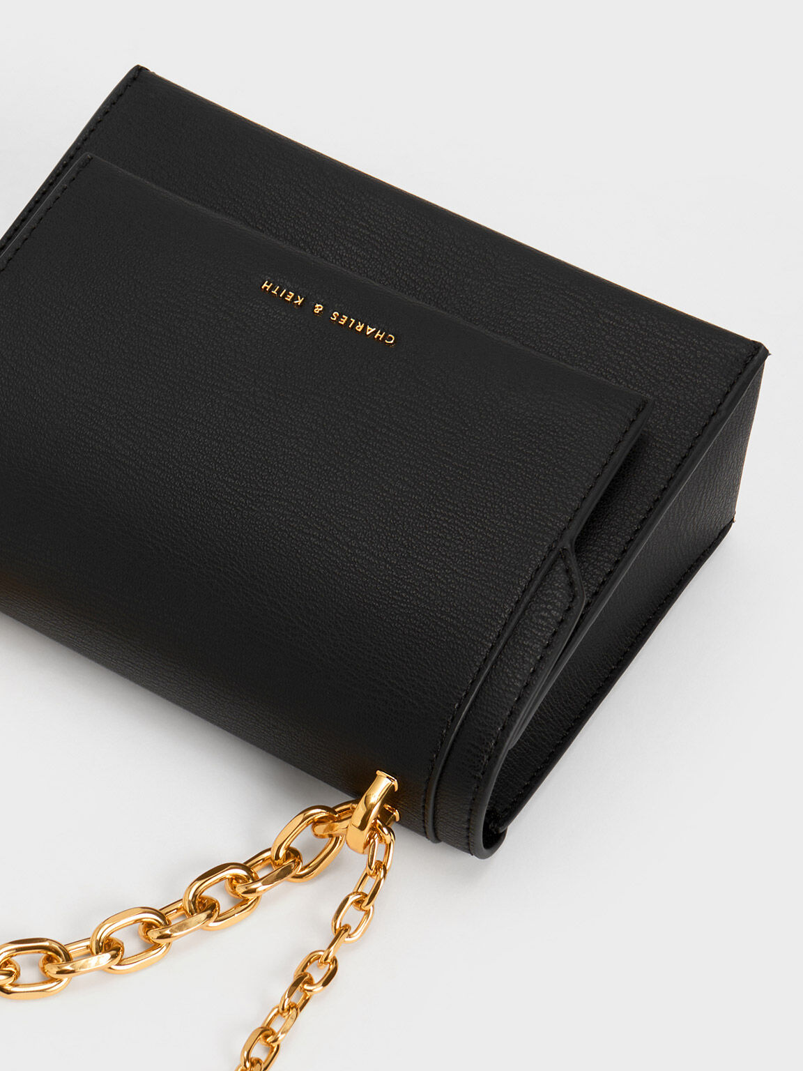 Black Front Flap Chain Handle Bag CHARLES KEITH IN