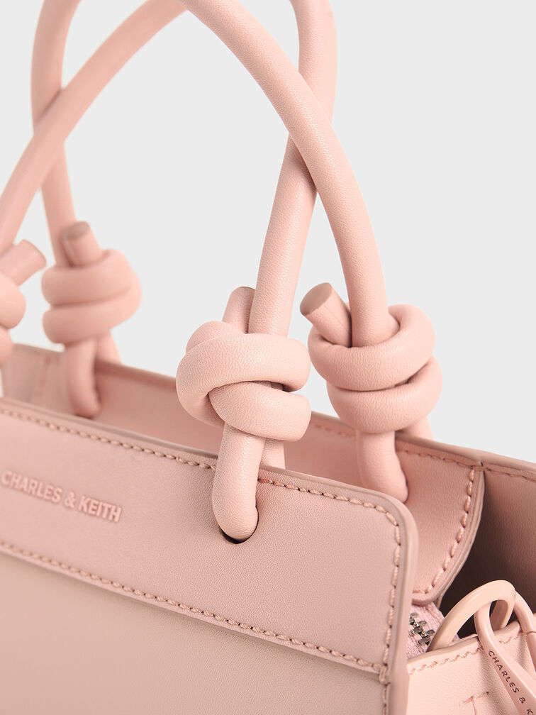 Sabine Knotted-Handle Trapeze Tote Bag, Light Pink, hi-res