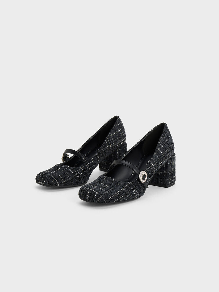Tweed Crystal-Embellished Mary Jane Pumps, Multi, hi-res
