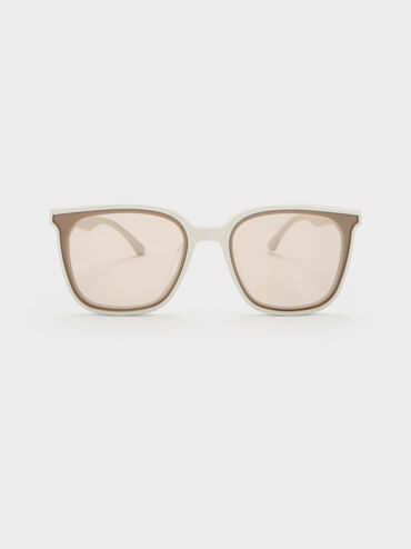 Maude Recycled Acetate Square Sunglasses, Chalk, hi-res