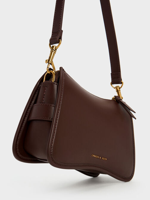Xanthe Chunky Chain Shoulder Bag, Dark Brown, hi-res