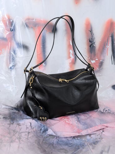 Rey Slouchy Shoulder Bag, Black, hi-res