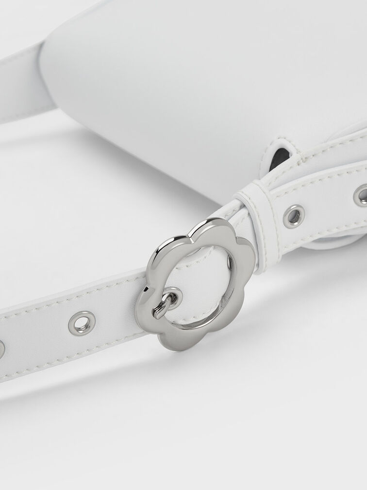 Petra Asymmetrical Front Flap Bag, White, hi-res