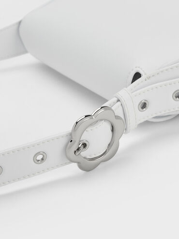 Petra Asymmetrical Front Flap Bag, White, hi-res