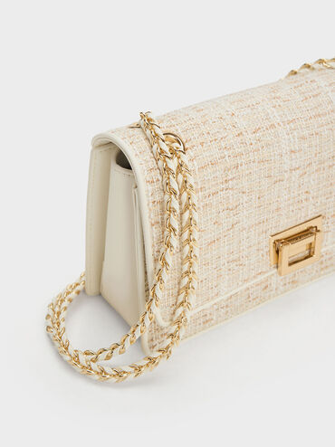 Everline Tweed Braided-Strap Shoulder Bag, White, hi-res