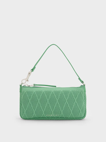 Geona Knitted Phone Pouch, Green, hi-res