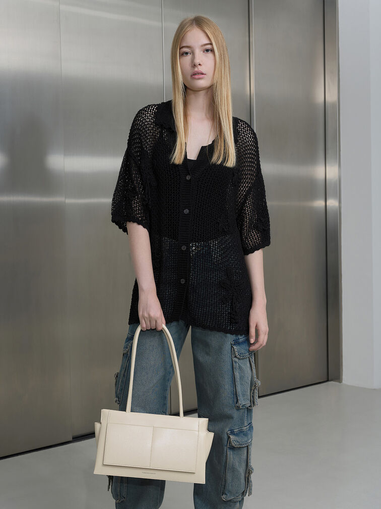 Irie Elongated-Handle Shoulder Bag, Beige, hi-res