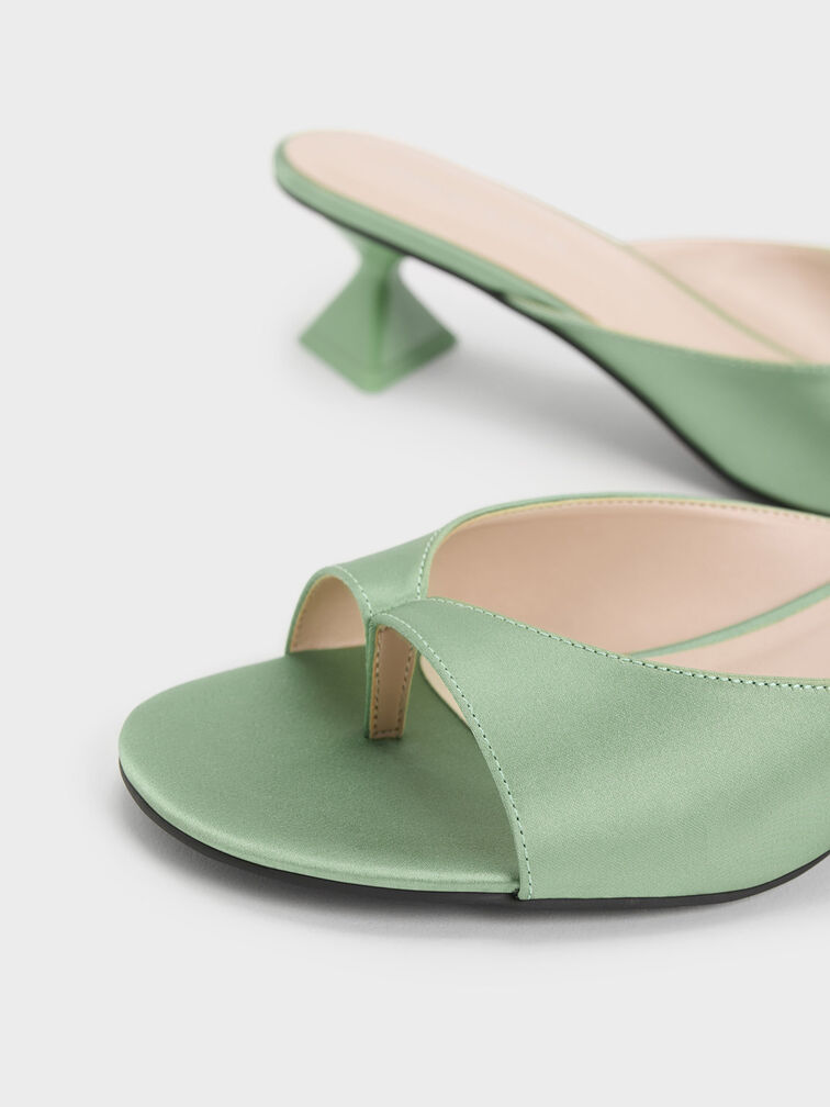 Recycled Polyester Sculptural Heel Thong Sandals, Green, hi-res