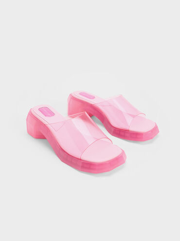 Fia See-Through Geometric Mules, Light Pink, hi-res