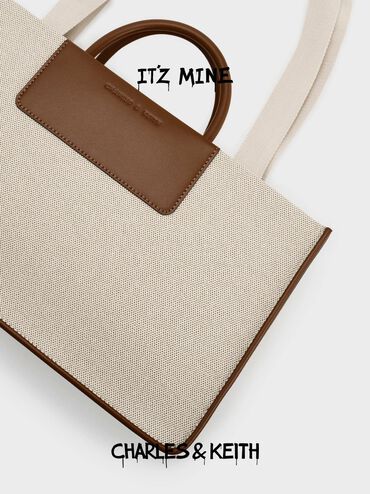 Astra Canvas Tote Bag, Chocolate, hi-res