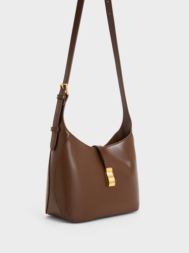 Wisteria Belted Shoulder Bag, Dark Brown, hi-res