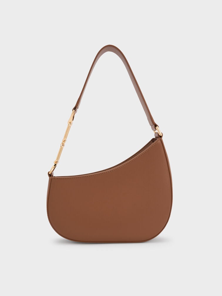 Agatha Chain-Accent Shoulder Bag, Chocolate, hi-res