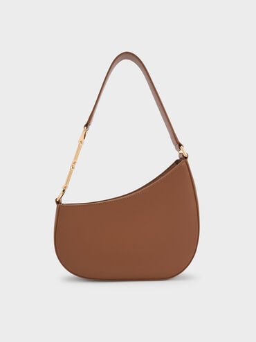 Agatha Chain-Accent Shoulder Bag, Chocolate, hi-res