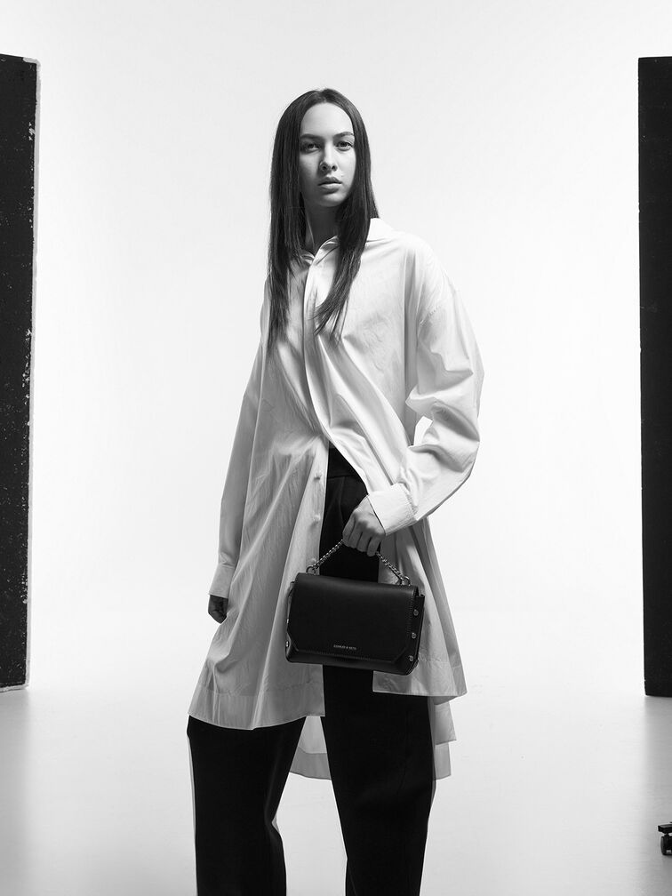 Clea Chain-Handle Bag, Noir, hi-res
