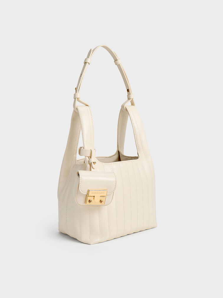 Donna Crinkle-Effect Tote Bag, Cream, hi-res