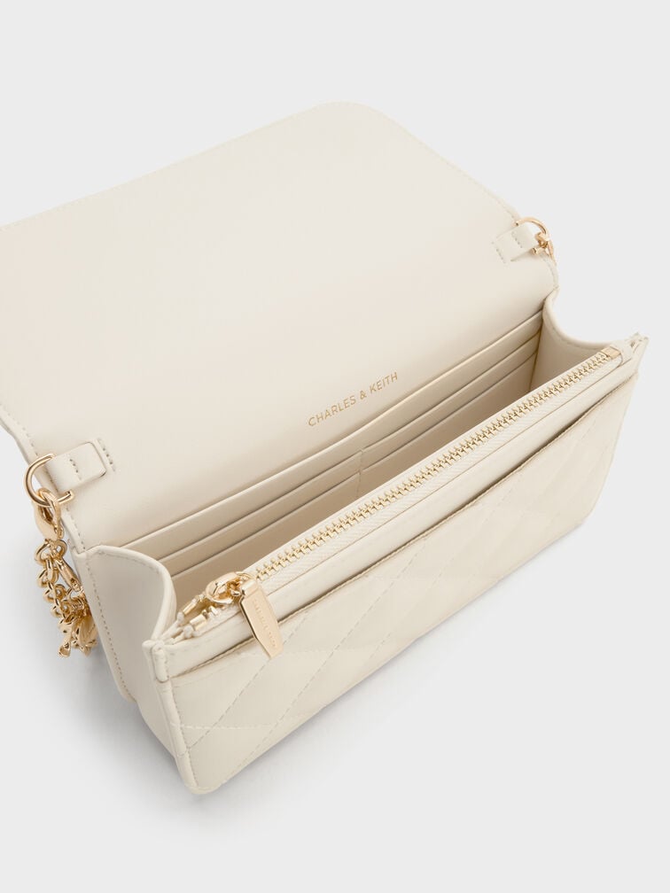 Arrietty Quilted Wallet On Chain, Cream, hi-res