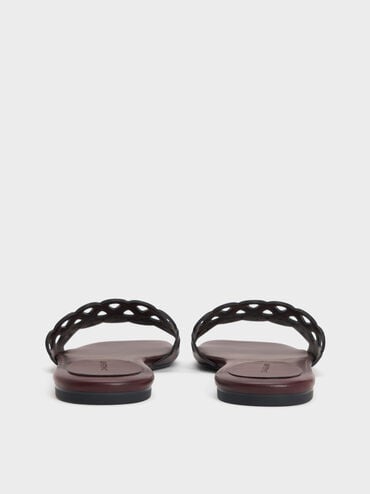 Cut-Out Slide Sandals, Maroon, hi-res