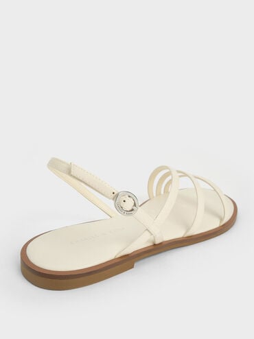 Asymmetric Triple-Strap Sandals, Chalk, hi-res