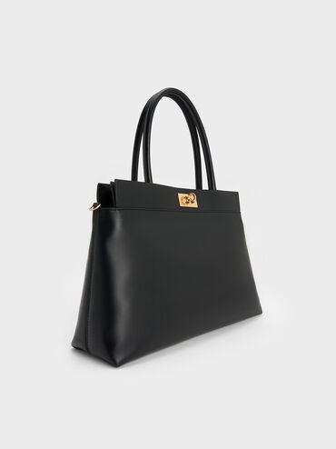 Lennie Top Handle Satchel Bag, Black, hi-res