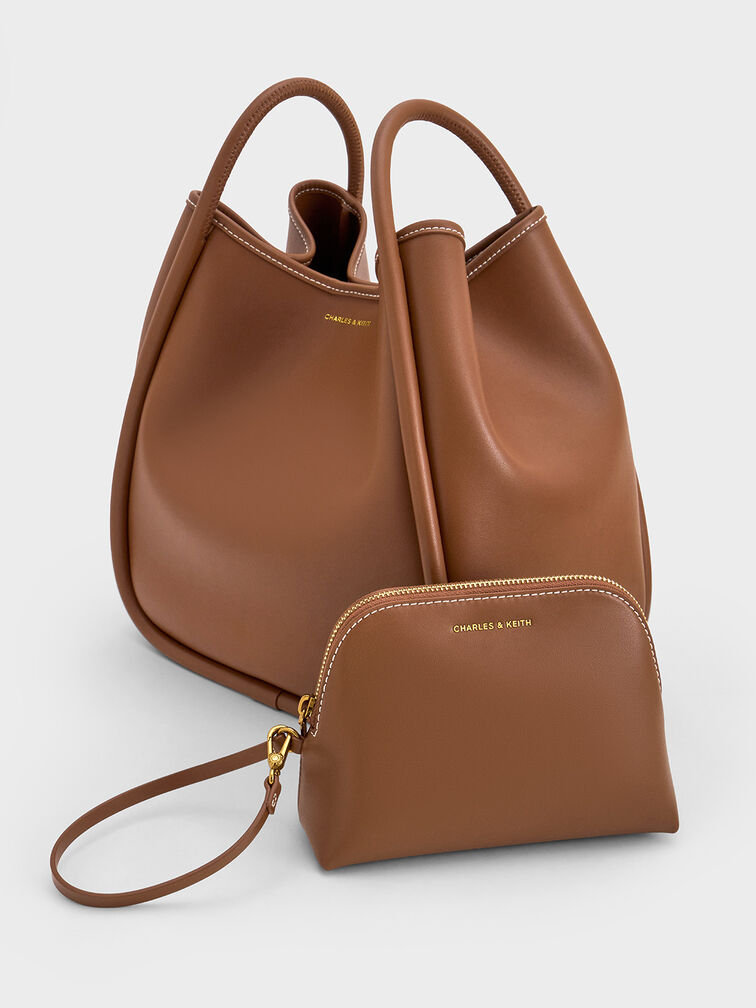Lyla Tubular Slouchy Tote Bag, Chocolate, hi-res