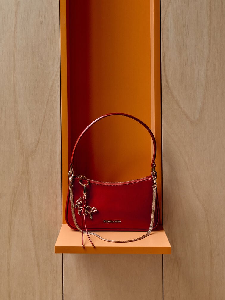 Elspeth Horse-Motif Shoulder Bag, Tomato Red, hi-res