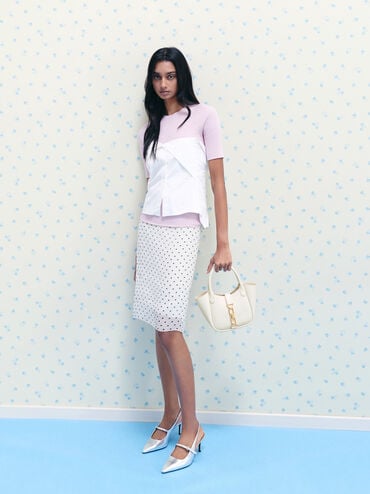 Agatha Chain-Accent Tote Bag, Cream, hi-res