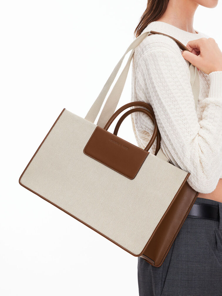 Astra Canvas Tote Bag, Chocolate, hi-res