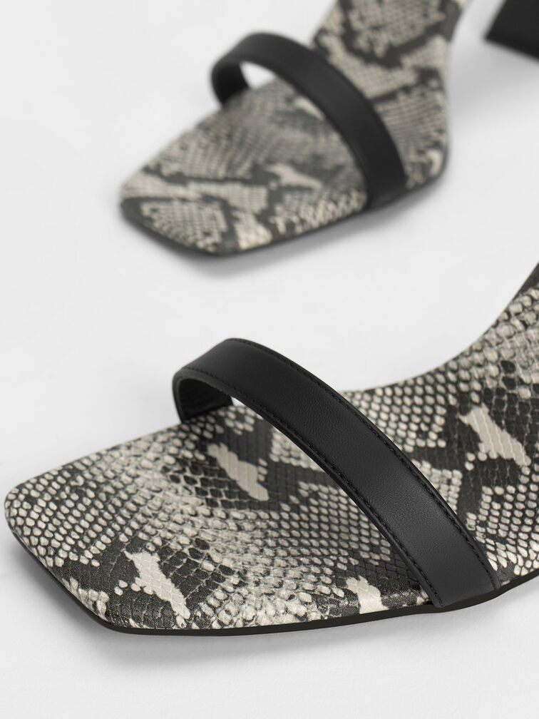 Snake-Print Ankle Strap Sandals, Animal Print Natural, hi-res