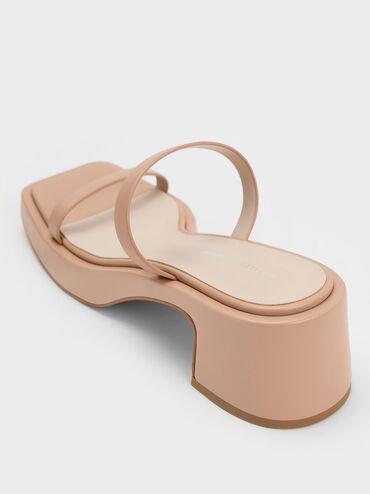 Square-Toe Platform Sandals, Nude, hi-res