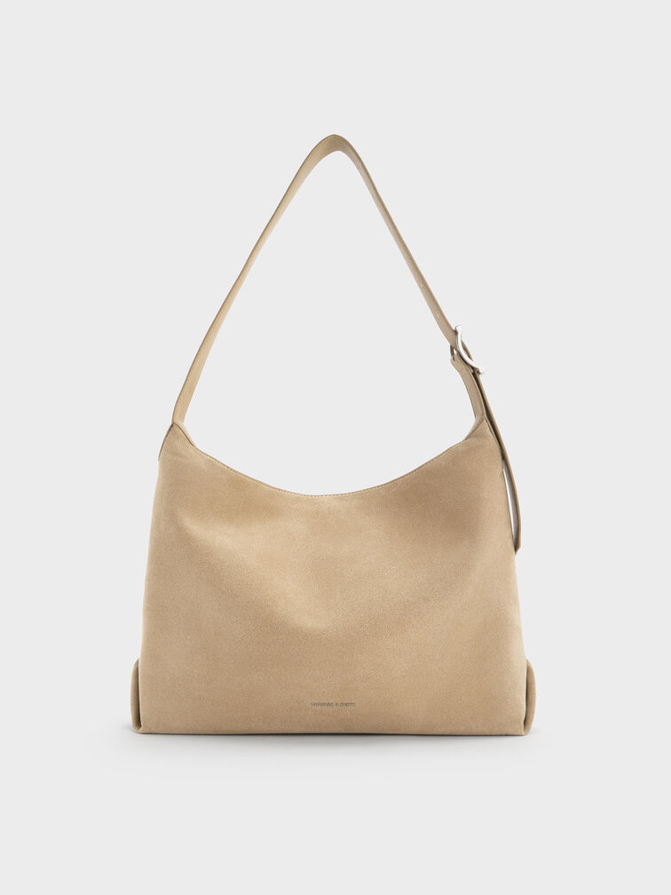 Larsen Buckle-Strap Hobo Bag, Nutmeg Beige, hi-res