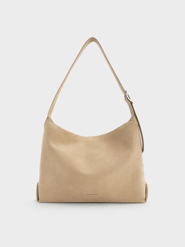 Larsen Buckle-Strap Hobo Bag, Nutmeg Beige, hi-res