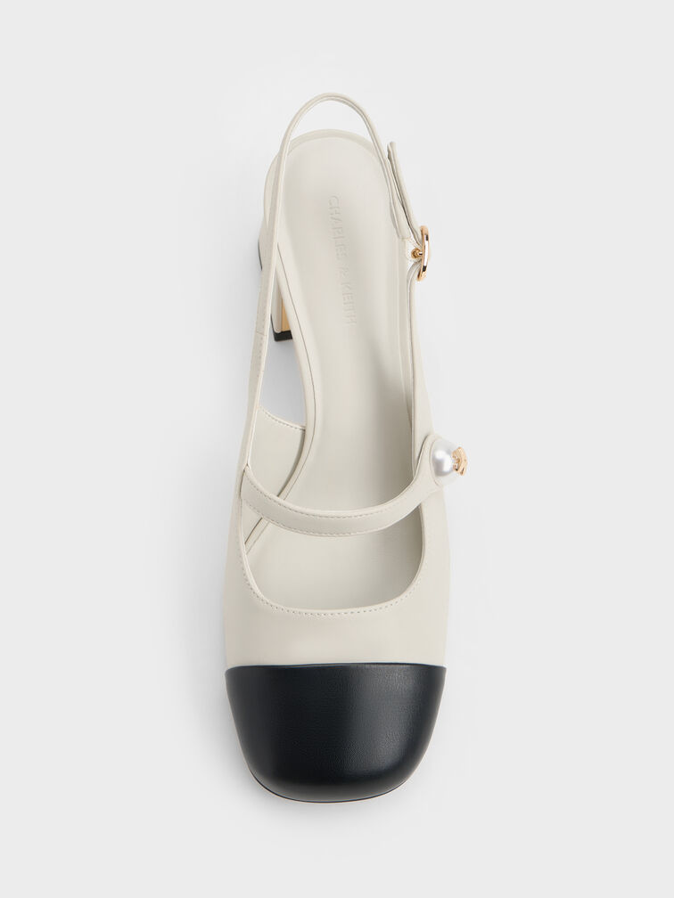 Aeryn Pearl-Embellished Slingback Pumps, Chalk, hi-res
