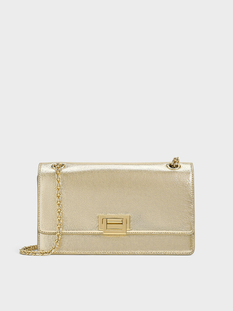 Everline Glittered Braided-Strap Shoulder Bag, Gold, hi-res