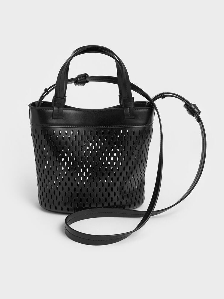 Juno Perforated Tote Bag, Noir, hi-res